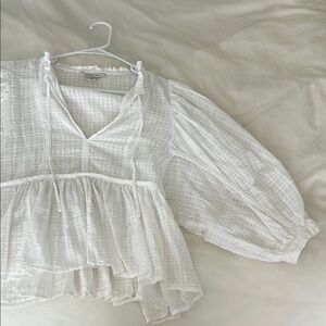 AE White Flowy Blouse